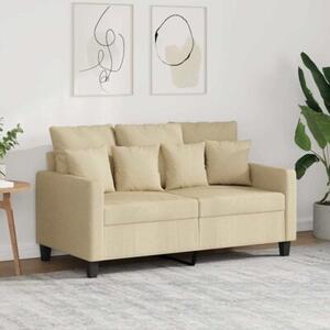 Sofa, 2-osobowa kremowa, 120 cm, tapicerowana tkaninÄ