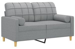 Sofa 2-osobowa z poduszkami, jasnoszara, 120 cm, tkanina