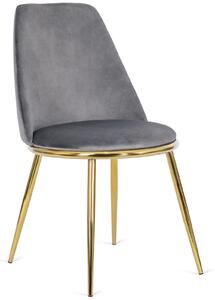 Krzesło glamour na złotej obręczy Alba welurowe