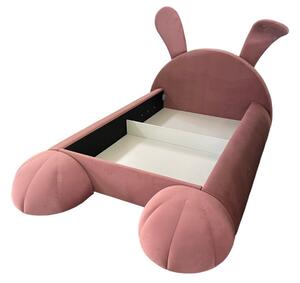 Łóżko młodzieżowe z pojemnikiem Rabbit 120x200 + LED | Matt Velvet 63 | SZYBKA DOSTAWA (29401)