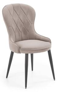 Krzesło do jadalni K366 - tapicerowane, glamour, welwetowe, beż