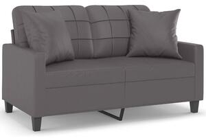 Sofa 2-osobowa z poduszkami, szara, 120 cm, sztuczna skÃ³ra