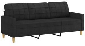 Sofa 3-osobowa z poduszkami, czarna, 180 cm, tkanina