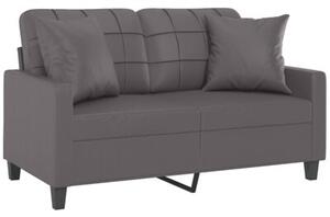 Sofa 2-osobowa z poduszkami, szara, 120 cm, sztuczna skÃ³ra