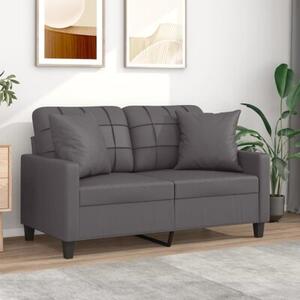 Sofa 2-osobowa z poduszkami, szara, 120 cm, sztuczna skÃ³ra