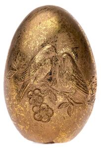 Ozdobne złote jajko z ptaszkami, 6 x 10 cm