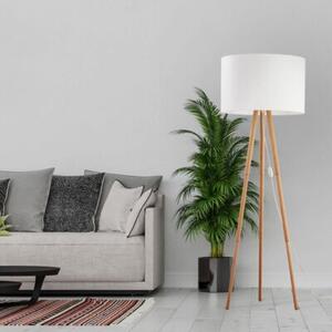 Lampa podłogowa TK Lighting TOKYO 5287 czarna/drewno/biała, abażur tkaninowy, E27, 148 cm, włącznik na przewodzie IP20