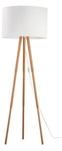 Lampa podłogowa TK Lighting TOKYO 5287 czarna/drewno/biała, abażur tkaninowy, E27, 148 cm, włącznik na przewodzie IP20