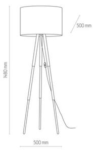 Lampa podłogowa TK Lighting TOKYO 5287 czarna/drewno/biała, abażur tkaninowy, E27, 148 cm, włącznik na przewodzie IP20