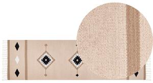 Dywan bawełniany kilim wzór 80 x 300 cm wielokolorowy dwustronny ręcznie tkany prostokątny krótkowłosy Berdik Beliani