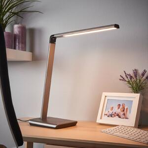 Lampa biurkowa LED Kuno Lindby, możliwość ściemniania, aluminiowy / szary / cynkowy, biuro, tworzywo sztuczne, nowoczesny