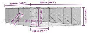 Kojec zewnętrzny dla psa, srebrny, 6x10x2 m, stal galwanizowana