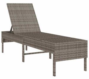 Leżak z poduszką szary 55x200x44cm polirattan