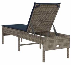 Leżak z poduszką szary 55x200x44cm polirattan