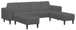 Nowoczesna sofa w ksztaÅcie u z sztruksowym obiciem - ciemnoszara, 4 miejsca