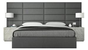 Rama łóżka 140x200 ze ścianką tapicerowaną PODERIA + Pojemnik | Tkaniny i Kolory Do Wyboru