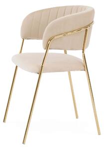 EMWOmeble Krzesło tapicerowane Glamour • C-889 • welur beż, złote nogi