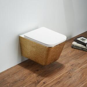 Miska WC wisząca Corciano Elegance Line Luxe Gold Złoto-Biała Strukturalna 52x35x35 cm