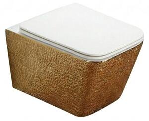 Miska WC wisząca Corciano Elegance Line Luxe Gold Złoto-Biała Strukturalna 52x35x35 cm