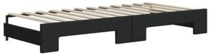 Sofa rozsuwana z szufladami, czarna, 100x200 cm, tkanina