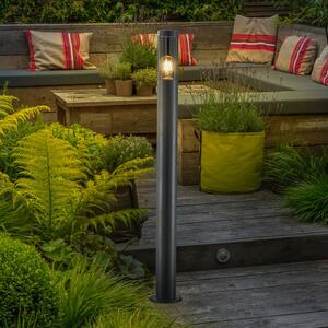Lindby słupek oświetleniowy Statius, antracyt/przezroczysty, żelazo, 100 cm Statius, czarny, metal, nowoczesny