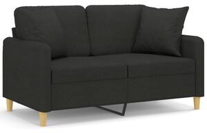 Sofa 2-osobowa z poduszkami, czarna, 120 cm, tkanina
