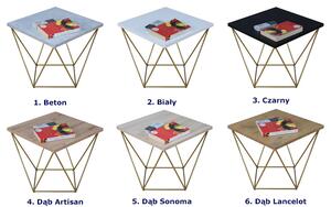 Kwadratowy stolik kawowy dąb artisan + złoty - Galapi 5X