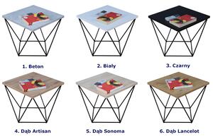 Druciany stolik kawowy w stylu loft dąb sonoma+ czarny - Galapi 5X