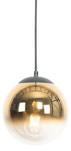 Lampa wisząca Art Deco czarna ze złotym szkłem 20 cm - Pallon Oswietlenie wewnetrzne