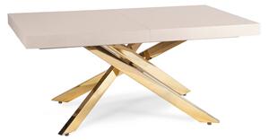 Stół Prostokątny Rozkładany HAMPTON 160-240 cm Kaszmir/Złoty do Jadalni Glamour