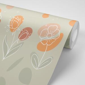 Samoprzylepna tapeta minimalistyczne kwiaty w subtelnych kolorach