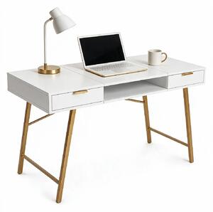 Nowoczesne biurko komputerowe 120 cm biały + złoty F3-L33