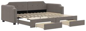 Sofa rozsuwana z szufladami, taupe, 100x200 cm, tkanina