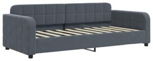 Sofa rozsuwana z szufladami, ciemnoszara, 90x190 cm, aksamit