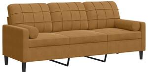 Sofa 3-osobowa z poduszkami, brÄ zowa, 180 cm, aksamit