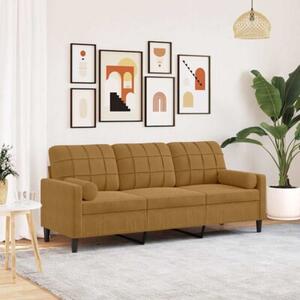 Sofa 3-osobowa z poduszkami, brÄ zowa, 180 cm, aksamit