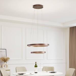 Inteligentna lampa wisząca Yonam Lucande, możliwość ściemniania, brązowy / rdzawy, salon / jadalnia, aluminium, nowoczesny