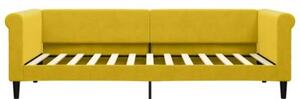 Sofa z materacem do spania, żółta, 90x200 cm, aksamit