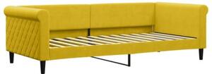 Sofa z materacem do spania, żółta, 90x200 cm, aksamit