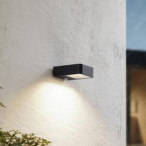 Lucande LED kinkiet zewnętrzny Dava, wysokość 5 cm, czujnik Dava, czarny, aluminium, nowoczesny