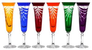 Kieliszki kryształowe do szampana mix kolorów, 6szt, 140ml