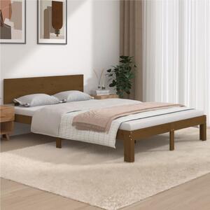 Rama łóżka, lite drewno, brązowa, 135x190 cm, podwójna