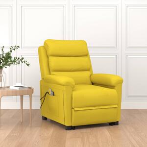 Podnoszony fotel masujący, jasnożółty, obity tkaniną