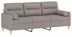 Sofa 3-osobowa z poduszkami, kolor taupe, 180 cm, tkanina