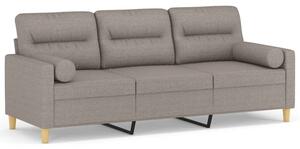 Sofa 3-osobowa z poduszkami, kolor taupe, 180 cm, tkanina