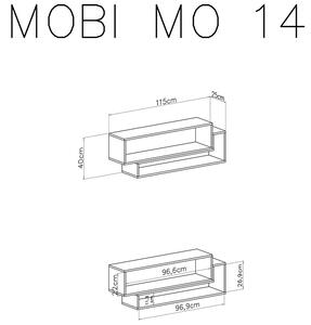 Półka wisząca Mobi MO14 - biały / turkus