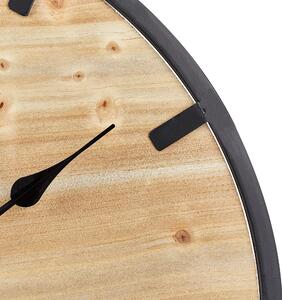 Nowoczesny zegar ścienny okrągły 60 cm jasne drewno czarny metal Caborca Beliani