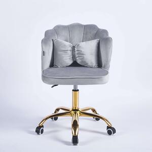 MebleMWM Krzesło obrotowe muszelka DC-6091S | Welur szary #20 | Złota noga | Outlet