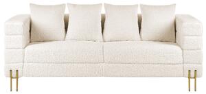 Nowoczesna sofa trzyosobowa tapicerka boucle metalowe złote nóżki biała Granna Beliani