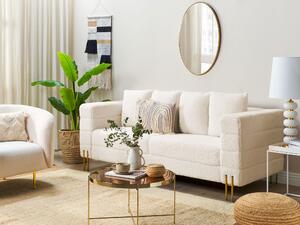 Nowoczesna sofa trzyosobowa tapicerka boucle metalowe złote nóżki biała Granna Beliani